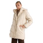 DeFacto Su Geçirmez Relax Fit Kapüşonlu Suni Deri Parka, S, Relax Fit Kapüşonlu Suni Deri Parka, Ekru-ER170, Kadın