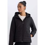 DeFacto Su İtici Regular Fit Kapüşonlu Fermuarlı Mevsimlik Mont, S, Regular Fit Kapüşonlu Fermuarlı Mevsimlik Mont, Siyah-BK81, Kadın