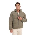 Defacto Su İtici Rüzgar Geçirmez Dik Yaka Astarlı Fermuarlı Cepli Kışlık Mont, 2XL, F0307AX25WN, Yeşil, Erkek, Haki, XXL