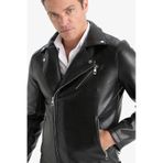 Defacto Su Ve Rüzgar Geçirmez Slim Fit Dar Kesim Polo Yaka Mevsimlik Astarlı Fermuarlı İç Cepli Suni Deri Biker Mont C5715ax25aubk27 Siyah