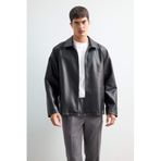 DeFacto Suni Deri Ceket Mont, 3XL, E8888AX25AUBK27, Siyah, Erkek
