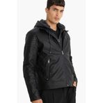 Defacto Suni Deri Ceket, S, N9693AZ25WN, Siyah, Erkek