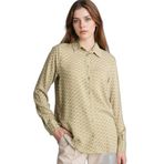 DeFacto T0609AZ26SP KH176 Haki Loose Fit Gömlek Yaka Baskılı Uzun Kollu Kadın Tunik