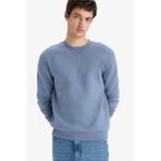 DeFacto T3777AZ25AU GR171 Gri Regular Fit Bisiklet Yaka Basic Erkek Sweatshirt