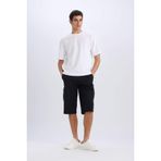 DeFacto T4693AZ25SM Siyah Erkek Slim Fit Dar Kesim Kargo Cepli Basic Düz Kapri Şort