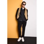 DeFacto Tailored Fit Düz Paça Kumaş Pantolon, 32, B8577AX26SP, Siyah-BK27, Erkek