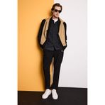 DeFacto Tailored Fit Düz Paça Kumaş Pantolon, 34, B8577AX26SP, Siyah-BK27, Erkek