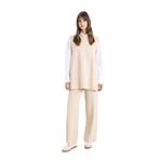 DeFacto Triko Pantolon Straight Fit Geniş Bol Paça Bej, L, C2088AX24SP, Bej-BG662, Kadın