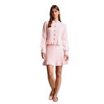 DeFacto Triko Pileli Mini Etek Pembe, L, G3356AX25AU, Pembe-PN113, Kadın