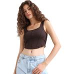 DeFacto U Yaka Basıc Crop Atlet, XS, F5942AX25SM, Kahve-BN267, Kadın