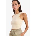 Defacto U0357azbg286 Bej Fıtted Halter Yaka Fitilli Kaşkorse Atlet