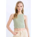 Defacto U0357azgn1135 Yeşil Fıtted Halter Yaka Fitilli Kaşkorse Atlet