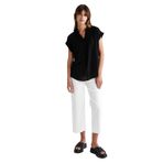 DeFacto U5327AZ23SM Siyah-BK27 Regular Fit Bisiklet Yaka Krinkıl Kumaş Kısa Kollu Kadın Bluz