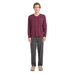 DeFacto Uzun Kollu Pijama Takımı Bordo, S, G8179AX26SP, Bordo-BR170, erkek