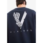 DeFacto Vikings Boxy Fit Bisiklet Yaka Sırt Baskılı Sweatshirt, M, E9323AX25AU, Lacivert-NV64, erkek