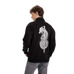 DeFacto Vikings Boxy Fit Dik Yaka Baskılı Sweatshirt, S, D6769AX25SP, Siyah-BK81, erkek