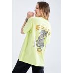 DeFacto W6589AZ22SM Sarı Coool Oversize Fit Bisiklet Yaka Sırt Baskılı Kısa Kollu Tişört