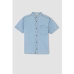 DeFacto W8093A622SM Erkek Çocuk Regular Fit Hakim Yaka Jean Kısa Kollu Gömlek