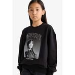 Defacto Wednesday Oversize Geniş Kalıp Bisiklet Yaka Sweatshirt Kız Çocuk, 9-10 Yaş, G0440A825AU, Siyah-BK81, kız-çocuk, 9/10 Yaş (140cm)