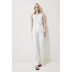 DeFacto Wide Leg Basıc Pike Pantolon Kırık Beyaz, S, TYCA74853B08DB934FAFD7202, Kırık Beyaz, Kadın