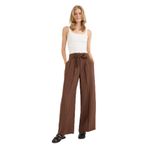 DeFacto Wide Leg Cep Detaylı Paperbag Bel Düz Paça Uzun Boy Modal Pantolon, 34, F9107AX25SM, Kahve-BN229, Kadın
