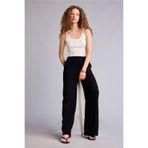 DeFacto Wide Leg Cepli Yüksek Bel Standart Boy Keten Karışımlı Pantolon, 32, F5024AX25SP, Siyah-BK27, Kadın