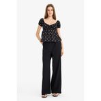 DeFacto Wide Leg Cepli Yüksek Bel Standart Boy Keten Karışımlı Pantolon, 36, F5024AX25AU, Siyah, Kadın