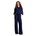 DeFacto Wide Leg Cepli Yüksek Bel Standart Boy Keten Karışımlı Pantolon, 36, F5024AX26SM, Lacivert-NV31, Kadın