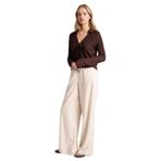 DeFacto Wide Leg Çift Cepli Beli Lastikli Standart Boy Keten Karışımlı Pantolon, 34, E1981AX25SM, Bej-BG286, Kadın