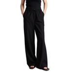 DeFacto Wide Leg Çift Cepli Beli Lastikli Standart Boy Keten Karışımlı Pantolon, 34, E1981AX26SM, Siyah, Kadın