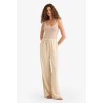 DeFacto Wide Leg Çift Cepli Beli Lastikli Standart Boy Keten Karışımlı Pantolon, 38, E1994AX25SMBG286-218052, Bej, Kadın