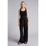 DeFacto Wide Leg Çift Cepli Beli Lastikli Standart Boy Keten Karışımlı Pantolon E1981AX26SM - Siyah-BK27 - 36