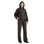 DeFacto Wide Leg Çift Cepli Normal Bel Düz Paça Kareli Pantolon, 36, G8259AX25WN, Kahve-BN267, Kadın