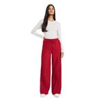 DeFacto Wide Leg Çift Cepli Standart Boy Kadife Pantolon, 42, 26Y801000465, BORDEAUX, Kadın