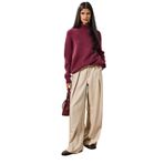 DeFacto Wide Leg Çift Cepli Yüksek Bel Düz Paça Pantolon, 42, G6074AX25AU, Bej-BG287, Kadın