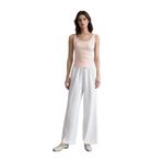 DeFacto Wide Leg Çift Cepli Yüksek Bel Geniş Paça Palazzo Pantolon, 40, F2662AX25SMWT34, Beyaz, Kadın