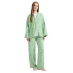 DeFacto Wide Leg Desenli Cepli Geniş Paça Pantolon, 42, D9808AX25SM, Yeşil-GN769, Kadın