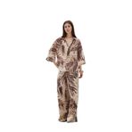DeFacto Wide Leg Desenli Modal Kumaş Palazzo Pantolon Yüksek Bel Düz Geniş Paça, 38, E8599AX25SM, Bej-BG310, Kadın