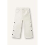 DeFacto Wide Leg Fiyonk Nakışlı Gabardin Pantolon Kız Bebek, 12-18 AY, G8150A526SP, Beyaz-WT34, Kız bebek