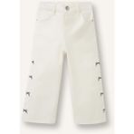 DeFacto Wide Leg Fiyonk Nakışlı Gabardin Pantolon Kız Bebek G8150A526SP - Beyaz-WT34 - 3 - 4 Yaş