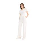 DeFacto Wide Leg Gabardin Kumaş Palazzo Pantolon Çift Cepli Normal Bel Geniş Paça, 40, TYCSWFESFN174303011827643, Ekru, Kadın