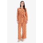DeFacto Wide Leg Geniş Bol Paça Desenli Viskon Pantolon, 40, D9757AX25SM, Turuncu-OG267, Kadın