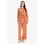 DeFacto Wide Leg Geniş Bol Paça Desenli Viskon Pantolon, 44, D9757AX25SM, Turuncu-OG267, Kadın