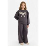 DeFacto Wide Leg Geniş Bol Paça Eşofman Altı Kız Çocuk G6275A825WN - 13 - 14 Yaş - Antrasit-AR1