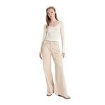 DeFacto Wide Leg Geniş Bol Paça Normal Bel Düz Basic Gabardin Siyah Pantolon Bej 40