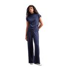 DeFacto Wide Leg Geniş Bol Paça Pike Pantolon, L, E5784AX25AUNV135-218052, Lacivert, Kadın