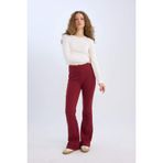 DeFacto Wide Leg Geniş Paça Beli Lastikli Uzun Boy Pantolon, L, E4387AX24WN, Bordo-BR248, Kadın