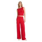 DeFacto Wide Leg Geniş Paça Bürümcük Pantolon Kırmızı, XS, D4415AX25SP, Kırmızı-RD117, Kadın