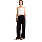 DeFacto Wide Leg Geniş Paça Cepli Yüksek Lastikli Bel Siyah Palazzo Pantolon, 34, A9129AX25SM, Siyah-BK81, Kadın