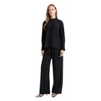 DeFacto Wide Leg Geniş Paça Krep Pantolon, 42, F3068AX25AU, Siyah-BK81, Kadın